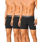 FINETOO Mens Underwear Cotton Boxer Briefs Soft Comfort Boxers Moisture-Wicking Breathable Underwear for Men Pack 3