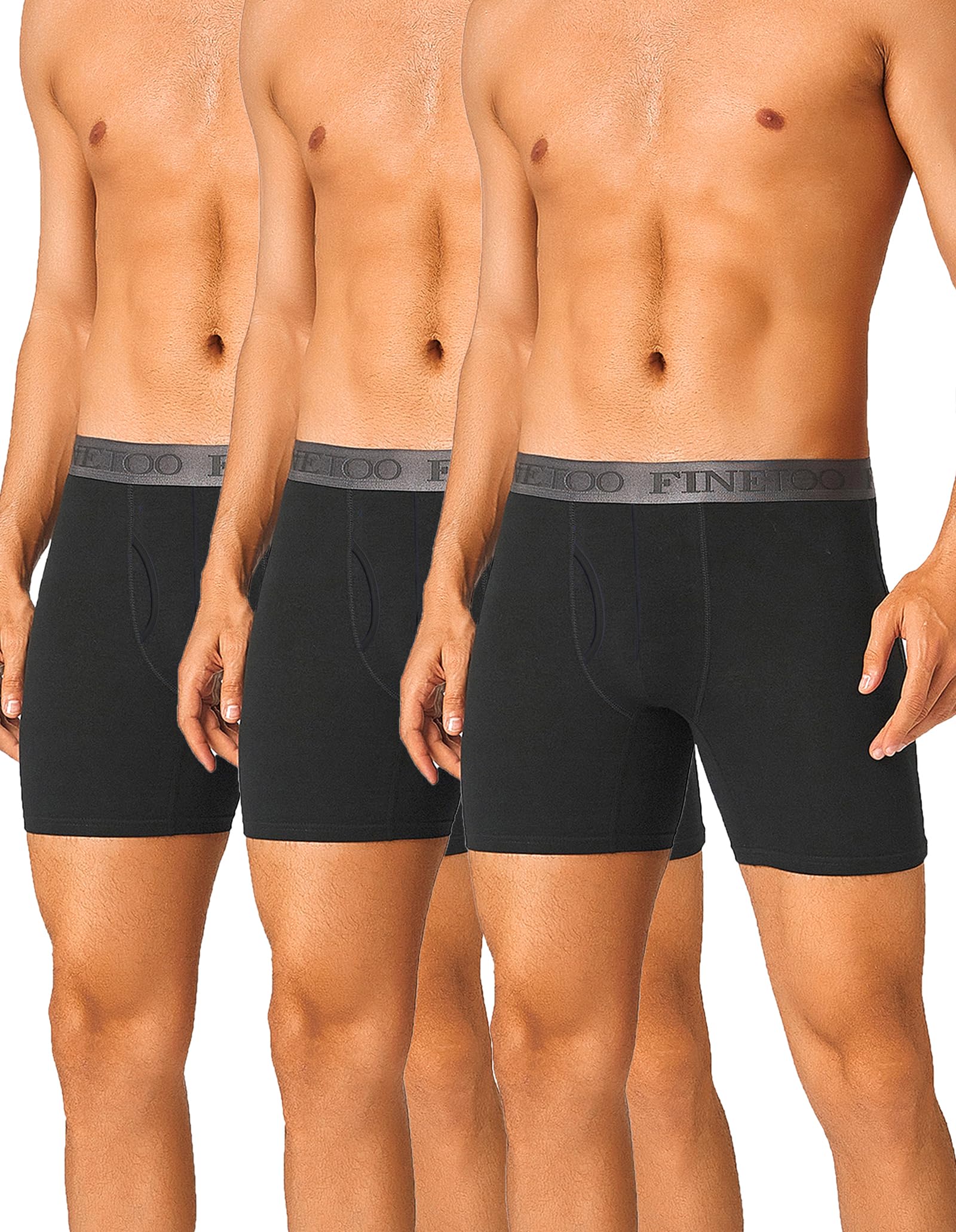 Photo 1 of FINETOO Mens Underwear Cotton Boxer Briefs Soft Comfort Boxers Moisture-Wicking Breathable Underwear for Men Pack 3