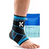 Koprez Ankle Compression Sleeve &amp; Ankle Brace for Plantar Fasciitis Relief | Breathable plantar fasciitis brace with arch support and adjustable straps for women &amp; men; for running and work - 1 sleeve