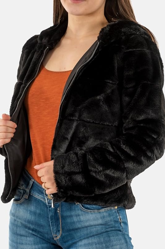 Onlnewchris Fur Hooded Jacket CC Otw Giacca, Nero, S Donna