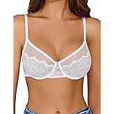 Avidlove Lace Bras for Women Sheer Balconette Underwire Unlined Everyday Bras Lingerie S-XXL