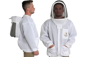 FOREST BEEKEEPING SUPPLY - Ventilated Bee Jacket with Fencing Veil Hood - Ultra Light Air Mesh Beekeeper Jacket