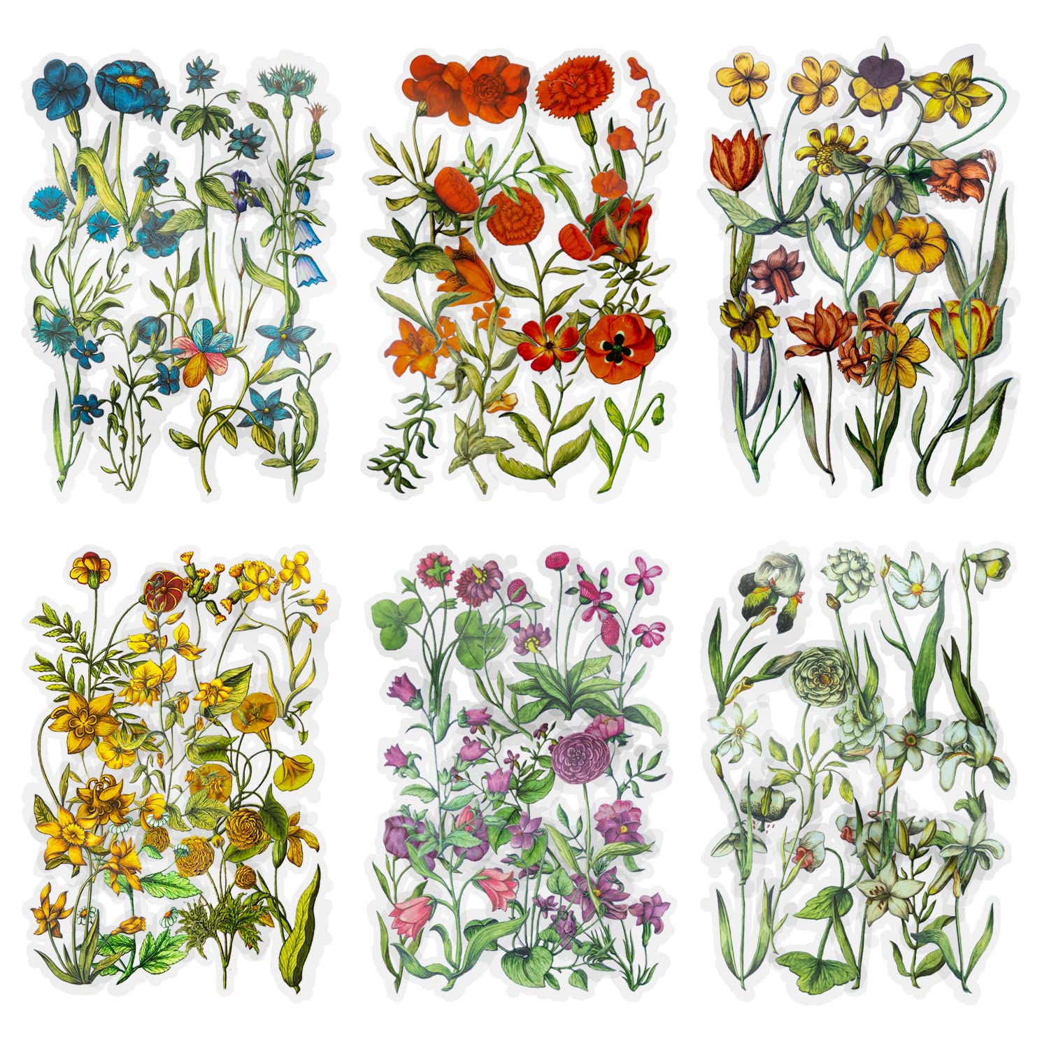 Mayplous 6 Packs Scrapbook Flower Stickers, Decorative Planner Supplies for Scrapbooking, Diary, Album, Journals & DIY Arts and Crafts (Vincent)