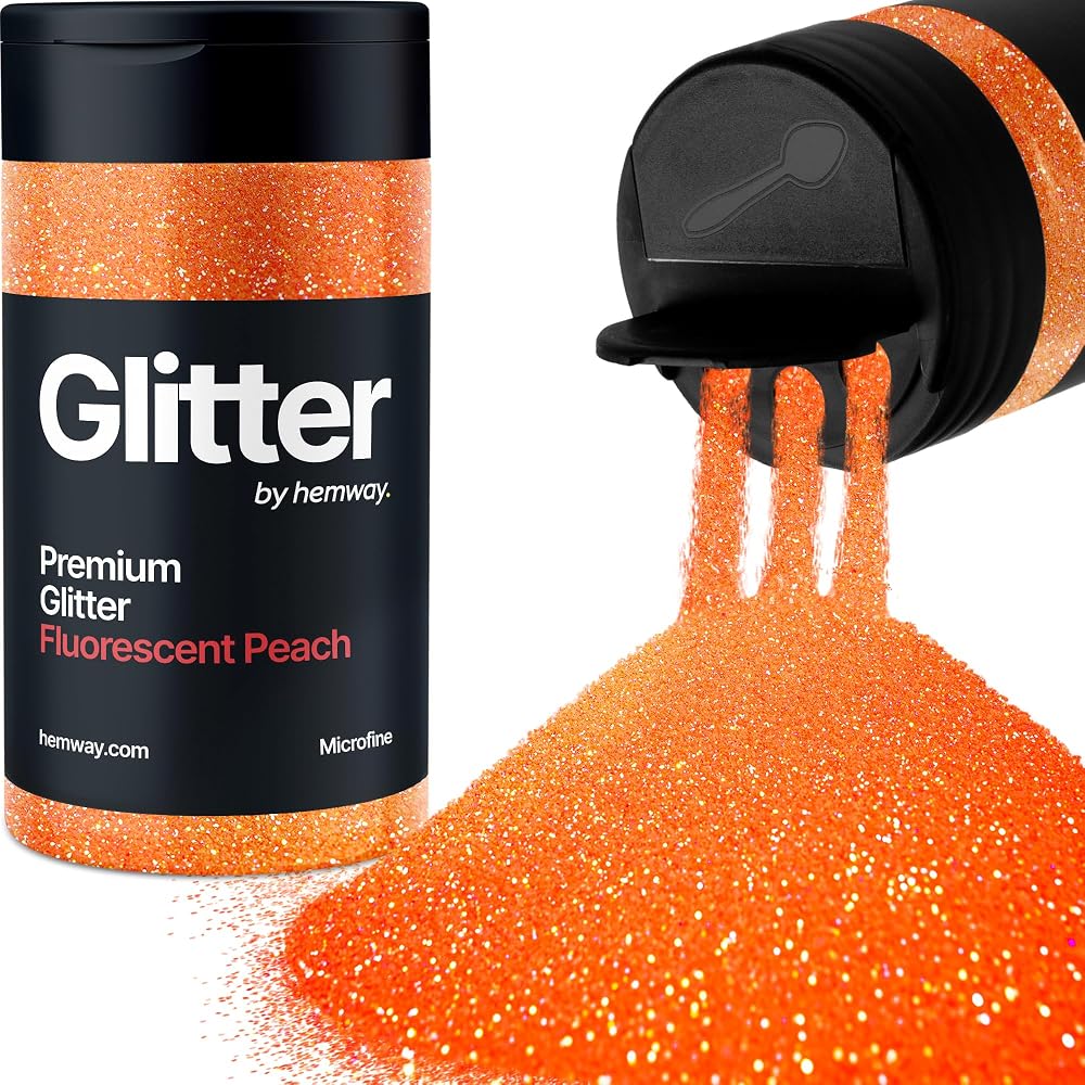 Hemway Fluorescent Peach Orange Glitter Shaker 130g Microfine