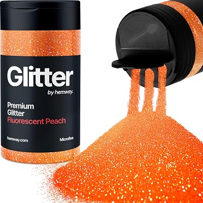 Hemway Fluorescent Peach Orange Glitter Shaker 130g Microfine