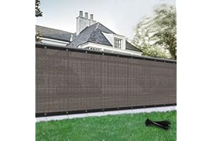 SUNLAX Privacy Fence Screen 3/4/5/6/8FT Heavy Duty Mesh Fence Net Cover with Grommets for Patio Porch Pool Backyard Outdoor, 6x50FT Brown