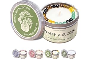 7oz Sage & Bergamont Money Candle with Manifestation Bracelet - Attract Prosperity & Positive Energy, Manifestation Candle, C