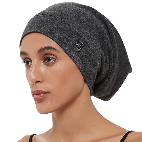 Satin Lined Sleep Cap Bamboo Silk Bonnet Stay on Slap cap Slouchy