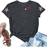 USA Shirt Women American Flag T-Shirt Fourth of July Shirts Funny Star Stripes Graphic Tee Patriotic Short Sleeve Tops