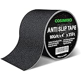 COSIMIXO 4" x 35Ft Heavy Duty Anti Slip Tape,Best 80grit Friction,Grip,Abrasive for Stairs Outdoor/Indoor Waterproof Grip Tape Safety Non Skid Tread Staircases Anti-Slip Traction Tape Black