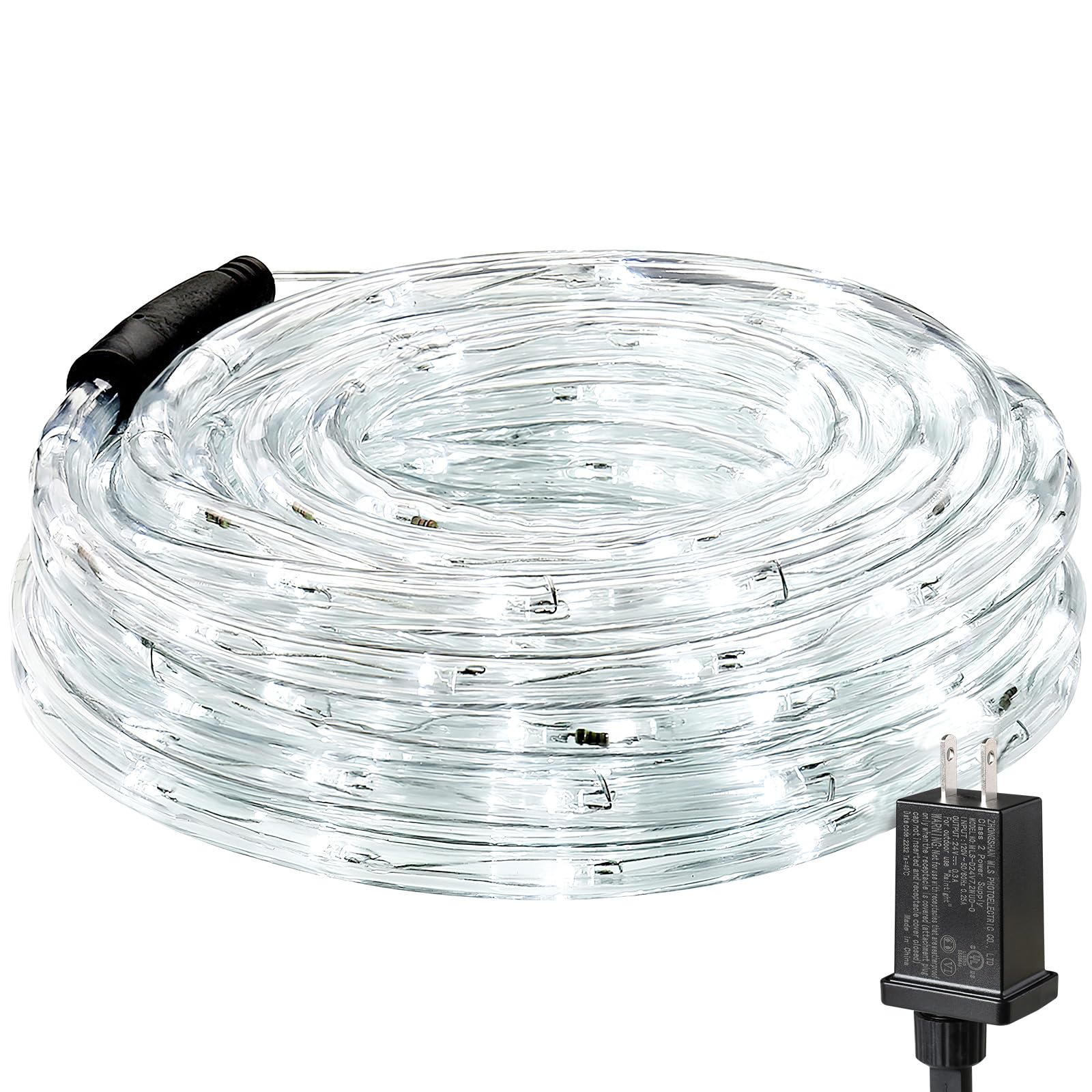 Photo 1 of Lighting EVER 33ft 240 LED Outdoor Rope Lights Cool White 6000K, 24 V Connectable, Waterproof Clear Tube String Lights for Deck Railing, Patio Ground, Garden, Yard Lawn, Flower Bed Landscape, Camping