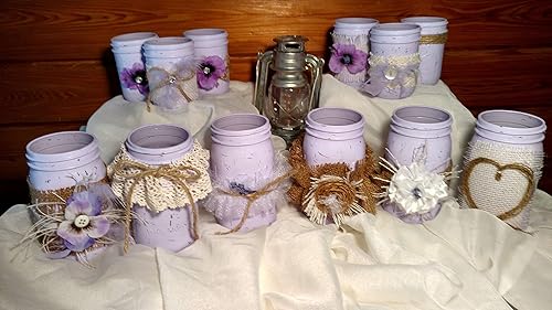 Amazon Com 12 Piece Rustic Shabby Chic Mason Jars Rustic Wedding