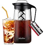 Mueller Cold Brew Coffee Maker, 2-Quart Heavy-Duty Tritan Pitcher, Iced Coffee Maker and Tea Brewer with Easy to Clean Reusab