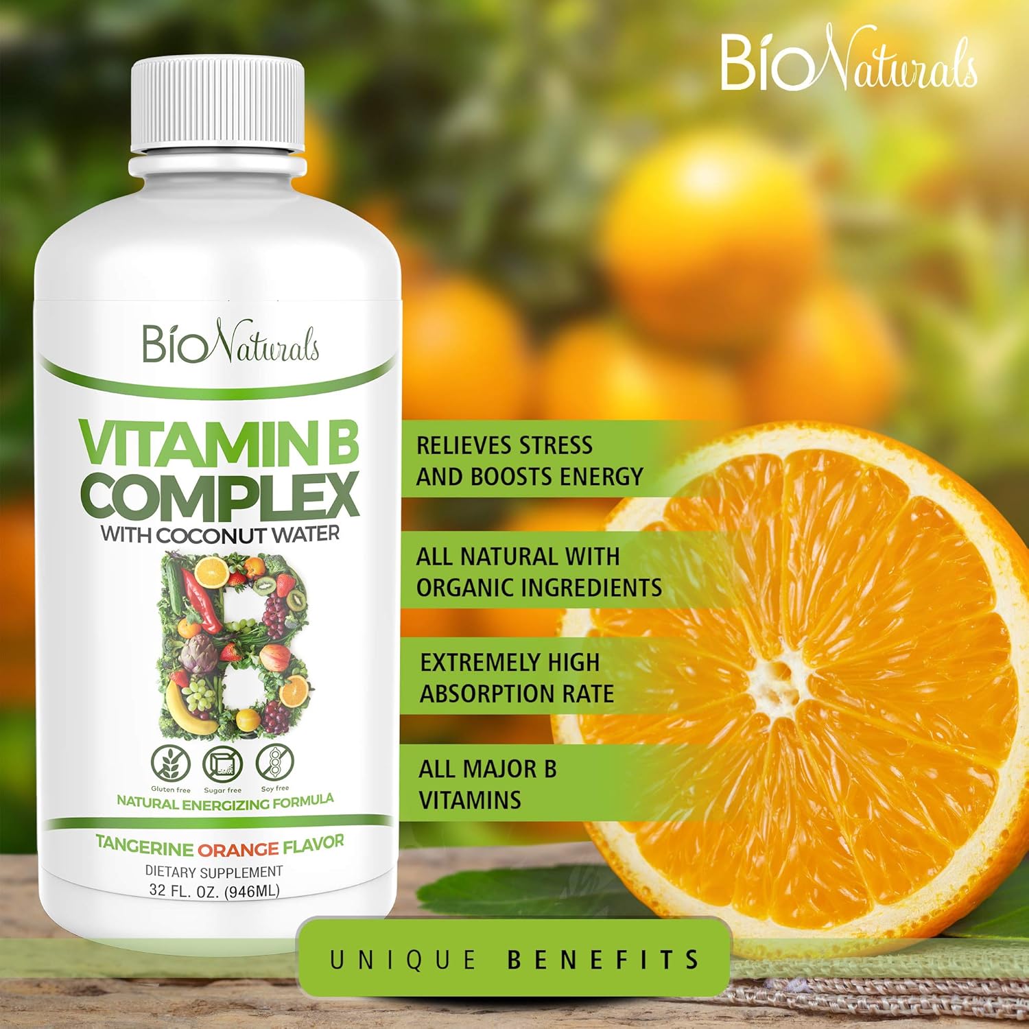 Bio Naturals Vitamin B Complex Liquid Supplement 100 Natural Energy