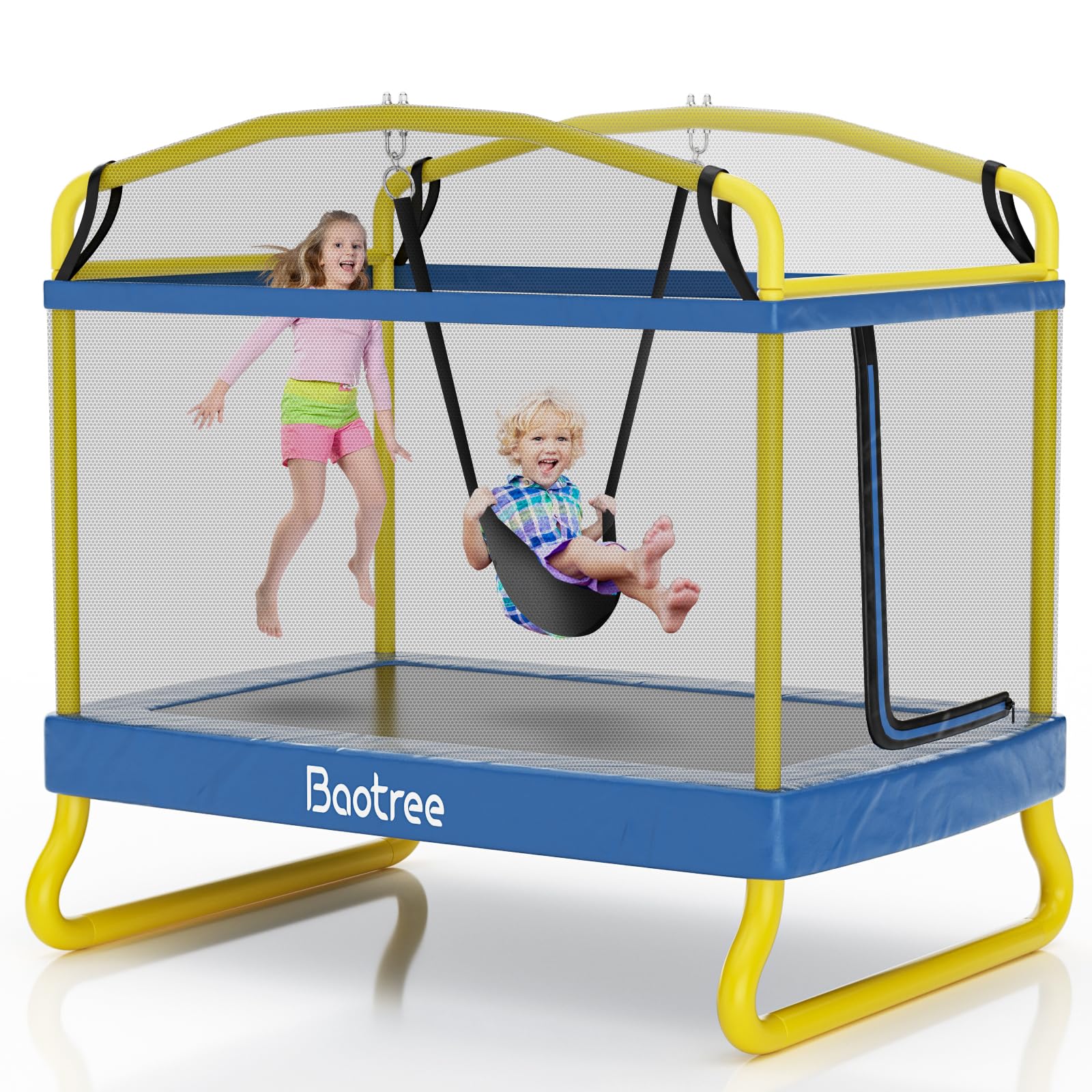 Photo 1 of Baotree 6.5FT Rectangle Trampoline, 78”ASTM Approved Recreational Trampolines with Swing, Small Toddler Trampoline with Safety Enclosure Net, Outdoor and Backyard, Gifts for Children & Boys & Girls