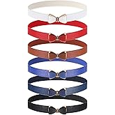 Zhanmai 6 Pieces Women Bow Skinny Elastic Waist Belt Faux Adjustable Leather Stretchy Belt 1.18 Inch Wide Thin for Dress Women Girls, 6 Colors