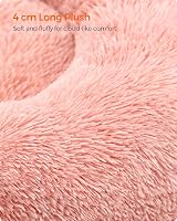 Feandrea Donut Cat Dog Bed 60 cm Pink Fluffy Long Plush Washable Cover view 4