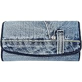 Bijoux de Ja Upcycling Blue Denim Large Capacity Money Flap Roomy Long Wallet Purse for Women BMW014