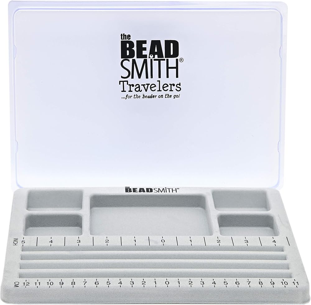 The BeadSmith Travel Bead Design Board with Gray Flock Lid 7.75x11.25 in