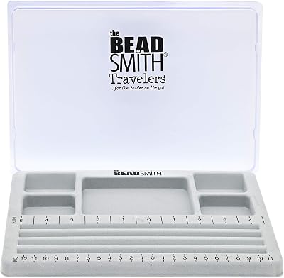 The BeadSmith Travel Bead Design Board with Gray Flock Lid 7.75x11.25 in