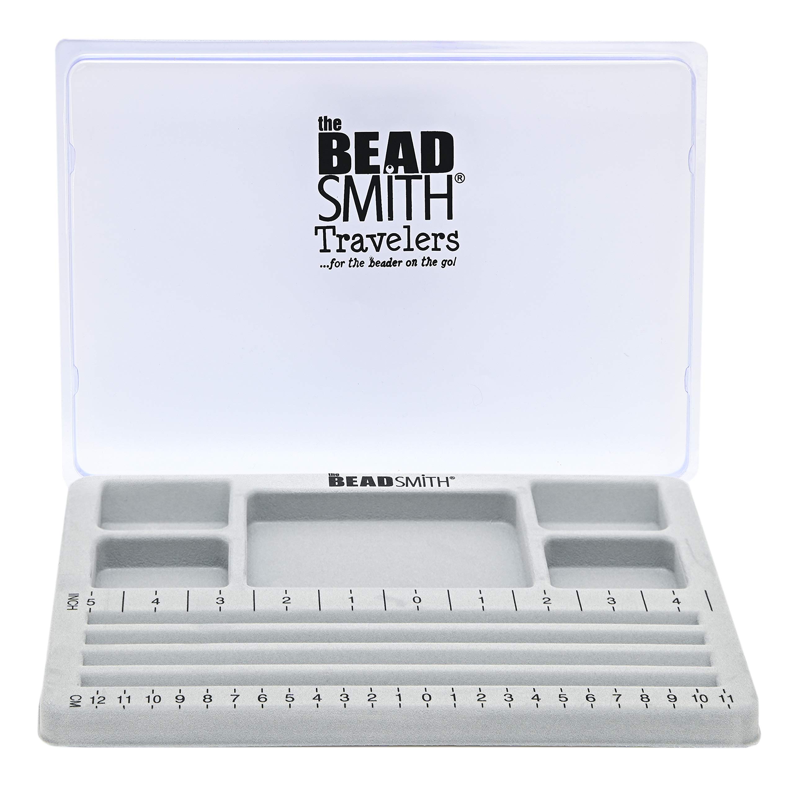 The BeadSmith Travel Bead Design in Beading Board and Gray Flock with Lid, 7.75 by 11.25-Inch