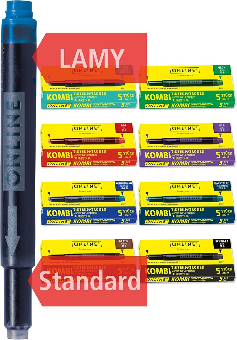 Online 40x Compatible Lamy Ink Cartridges Colourful 8 Box Pack