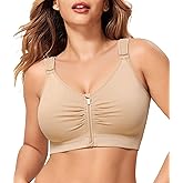 CYDREAM Zip Front Bra for Women Wireless Full Coverage Comfort Everyday Post Surgery Compression Bras Adjustable Straps