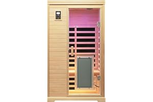 SALUSHEAT Low EMF Indoor Sauna, Infrared Sauna for Home, 2 Person Infrared Sauna, Canadian Hemlock, 9 Low EMF Heaters, 2 Chromotherapy Lights, 2 Bluetooth Speakers, 1 LED Reading Lamp, 1750W
