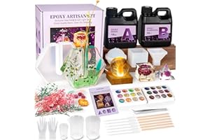 K KERNOWO Epoxy Resin Kit with Light for Beginners, Resin Kit and Molds Complete Set DIY Crafts for Adults Women, Epoxy Set with Vase Mold, 3D Dried Flowers, Measuring Cups and Resins Supplies-20OZ
