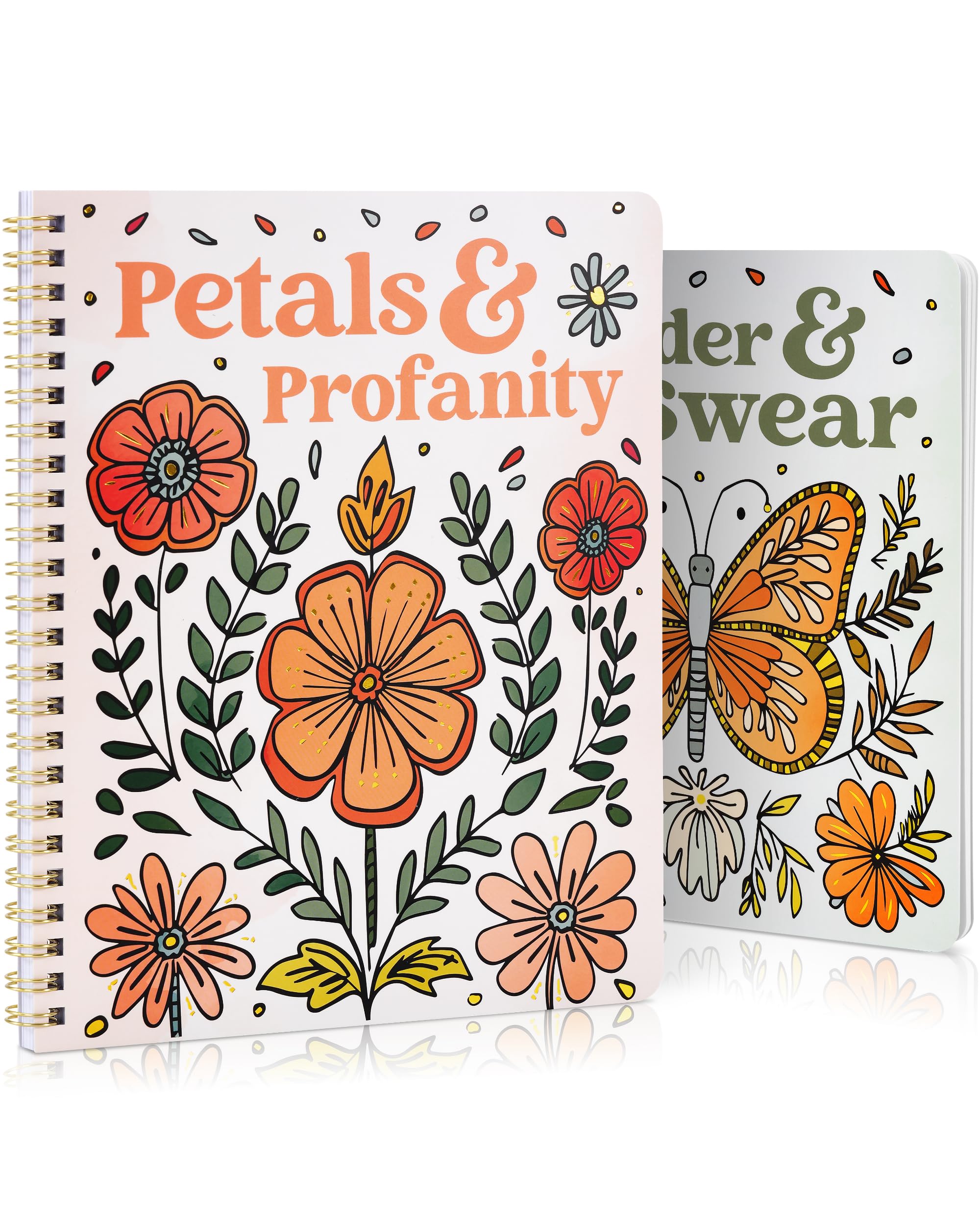 Photo 1 of Beautiful Coloring Book Set of 2 for Adult Relaxation - Funny Coloring Books with Floral Designs for a lot of Laughs - The Perfect Stress-Relieving Gift for Women