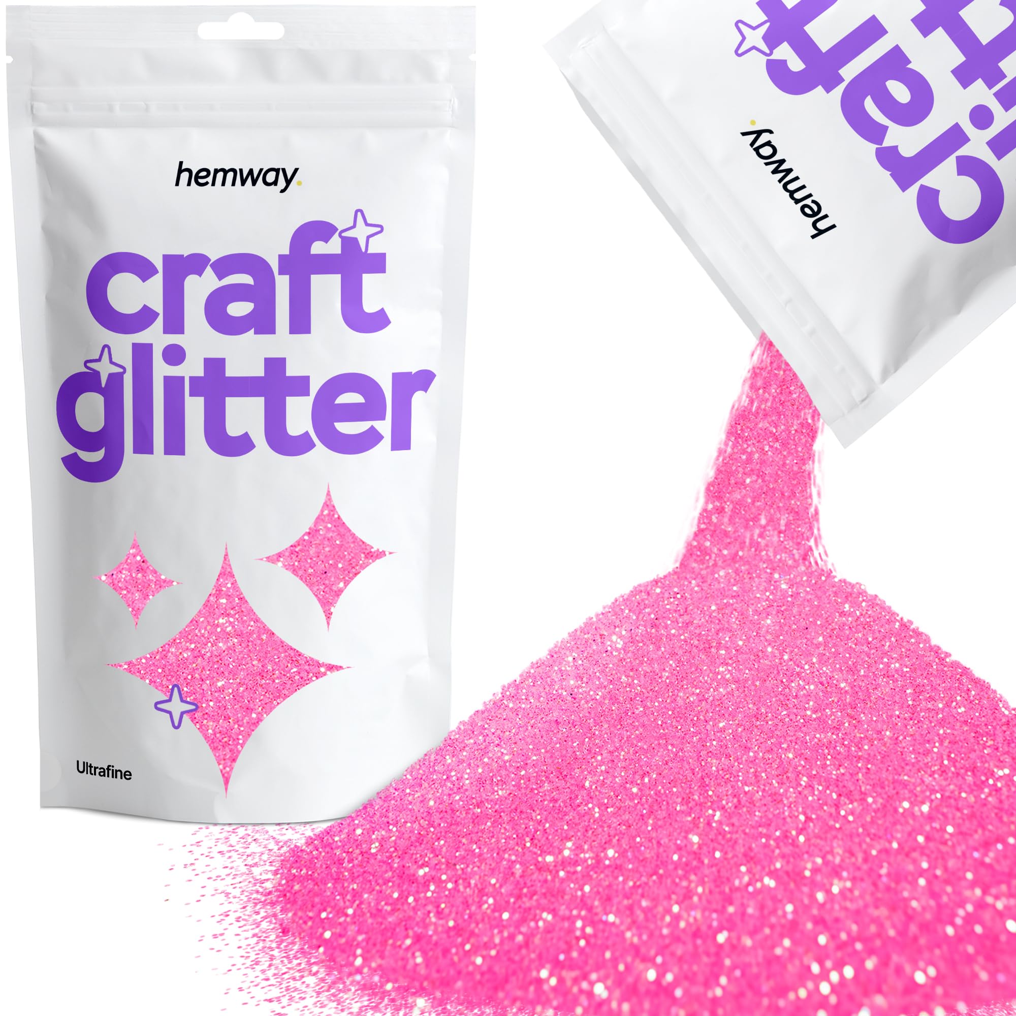 Hemway Craft Glitter Baby Pink Iridescent 100g Ultrafine Glitter for Crafts, Resin, Cosmetic, Nail, Face, Body, Festival, Tumblers, Art, Candle, Crafting