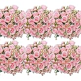 AUMVEYI 6 Pcs Peonies Artificial Flowers Bulk, Light Pink Silk Peonies Fake Bouquet for Floral Centerpieces, Realistic Faux Peony Flower for Flower Arrangements Wedding Decoration vase