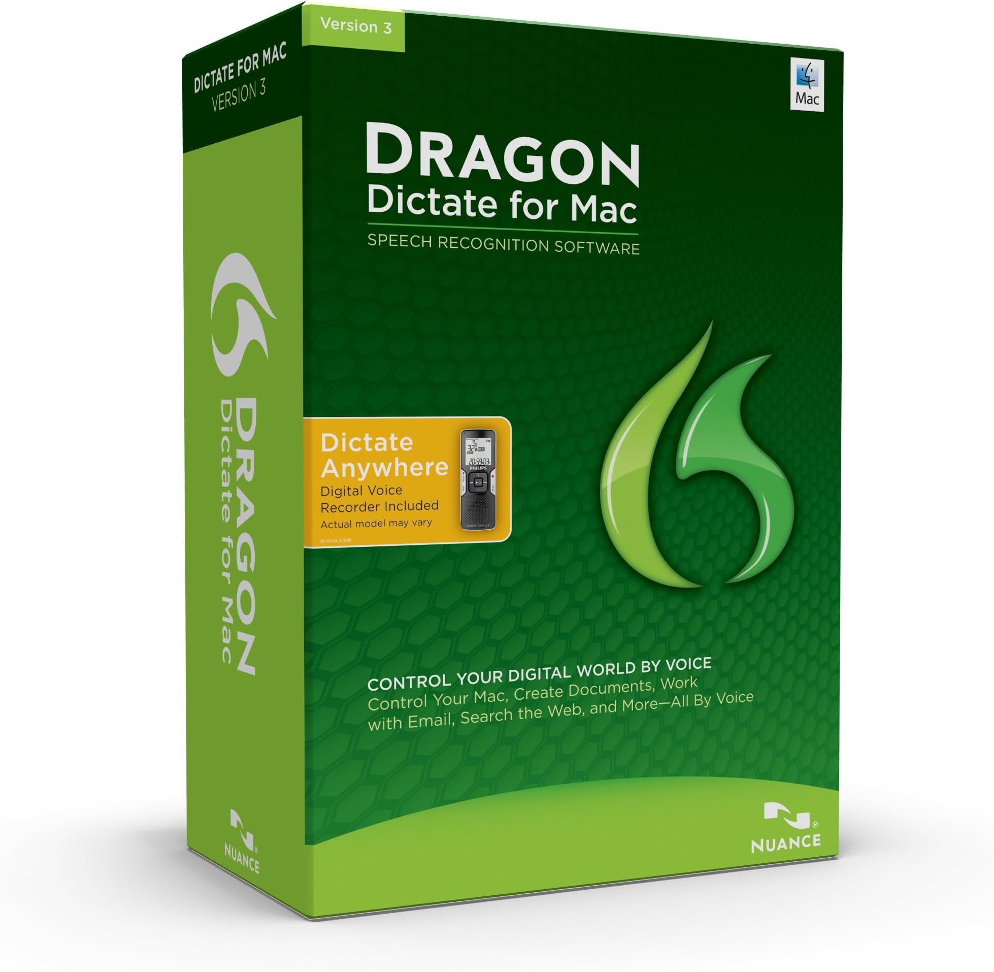 Dragon Dictate for Mac 3.0, with Digital Voice Recorder (Old Version)