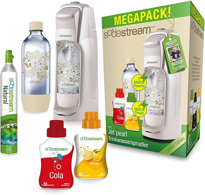 sodastream 1312112493 Wassersprudler Megapack Jet Pearl inklusiv