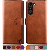 SUANPOT for Samsung Galaxy S23 5G Wallet case with RFID Blocking Credit Card Holder,Flip Book PU Leather Protective Cover Women Men for Samsung S23 Phone case Light Brown