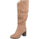 Journee Collection Women's Aneil Stacked Heel Knee High Boots, Taupe, 11