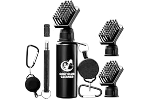 POIKSHARK Golf Club Brush Cleaner with Golf Groove Sharpener Tool, 3 Replacement Brush Heads, 2 Retractable Clip，Golf Bag Golf Accessories for Men, Golf Gifts, Golf Ball Cleaner, Golf Cleaning Kit, Golf Stuff