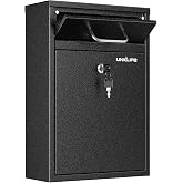 Uniclife Wall Mount Mailbox for Outside, Locking Mailbox with Key Lock | Anti-Theft Function, Heavy Duty, Large Mailbox with Key Lock, Safe Key Drop Box, Steel Cash Drop Box for Home Office, Black
