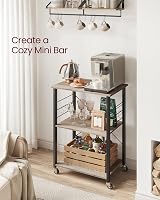 VASAGLE Kitchen Shelf on Wheels 3-Tier Trolley Greige Black KKS060B02 view 4