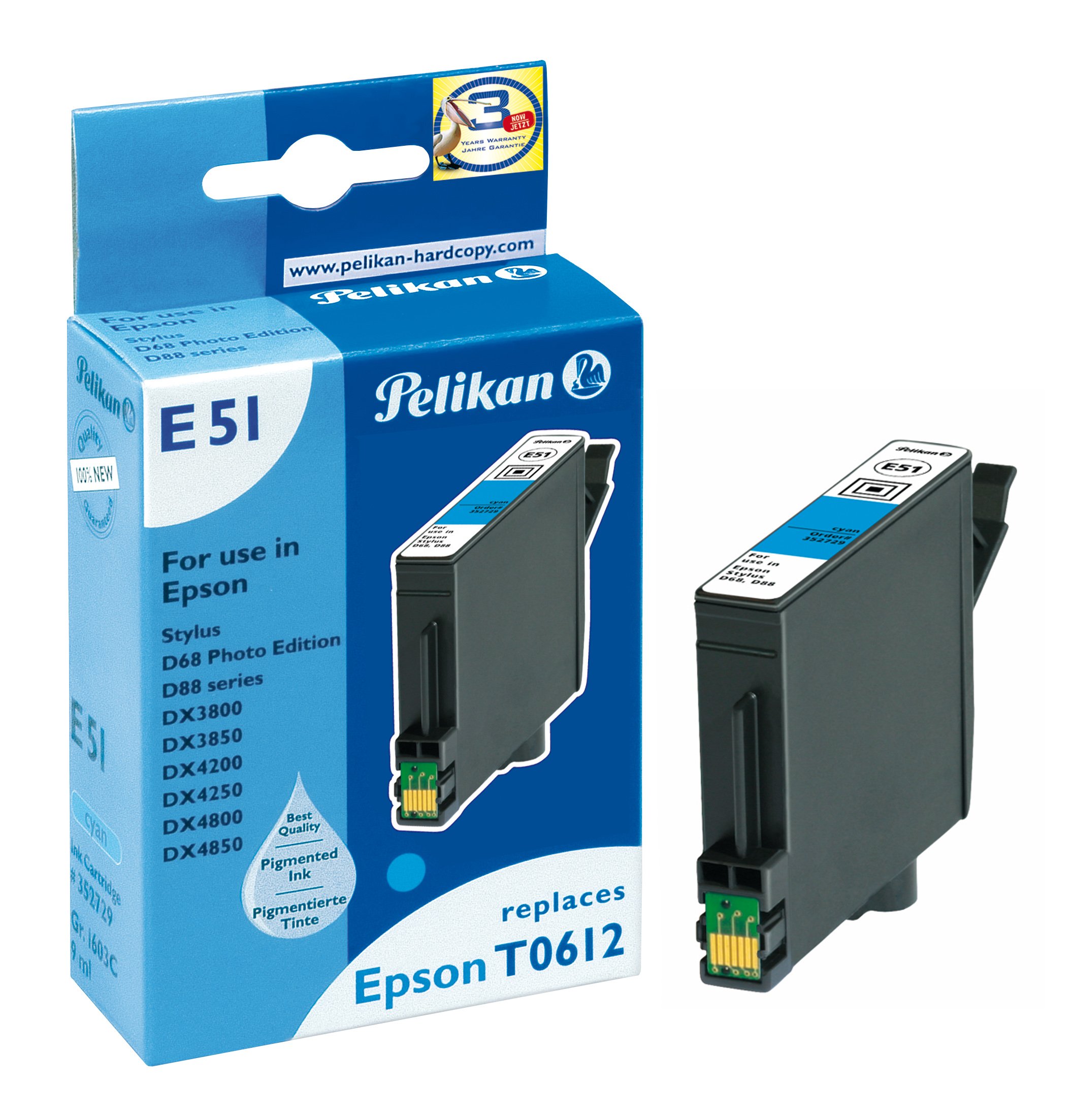 Pelikan E51 - Print cartridge ( replaces Epson T0612 ) - 1 x cyan - 250 pages