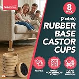 SOL 8 Pack Rubber Base Castor Cups Furniture Floor Protectors view 3