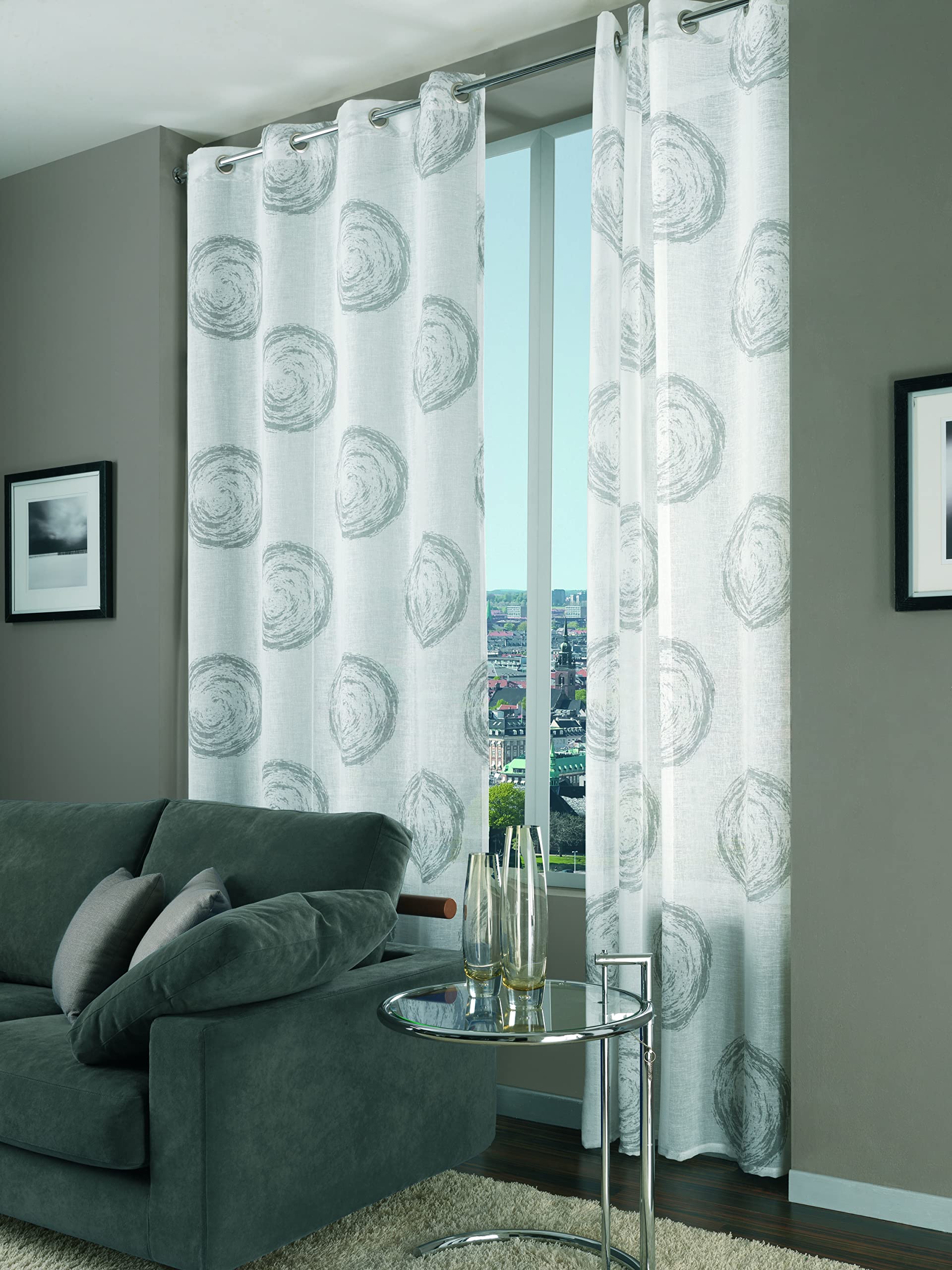 Home Collection VOR129 Vortex Polyester Curtain 140 x 280 cm Grey