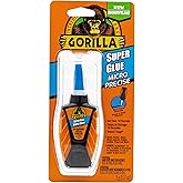 Gorilla Micro Precise Super Glue, Fast-Setting Cyanoacrylate, Precise Applicator, Anti-Clog Cap, Clear, 0.19oz/5g, Pack of 1