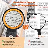 KIBTOY Magnifying Glass with Light and Stand 18 LEDs Folding Handheld Black view 3