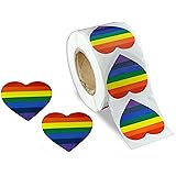 Gay Pride Rainbow Stickers on a Roll - Heart Shaped (500 Stickers) - Support The LGBT Cause