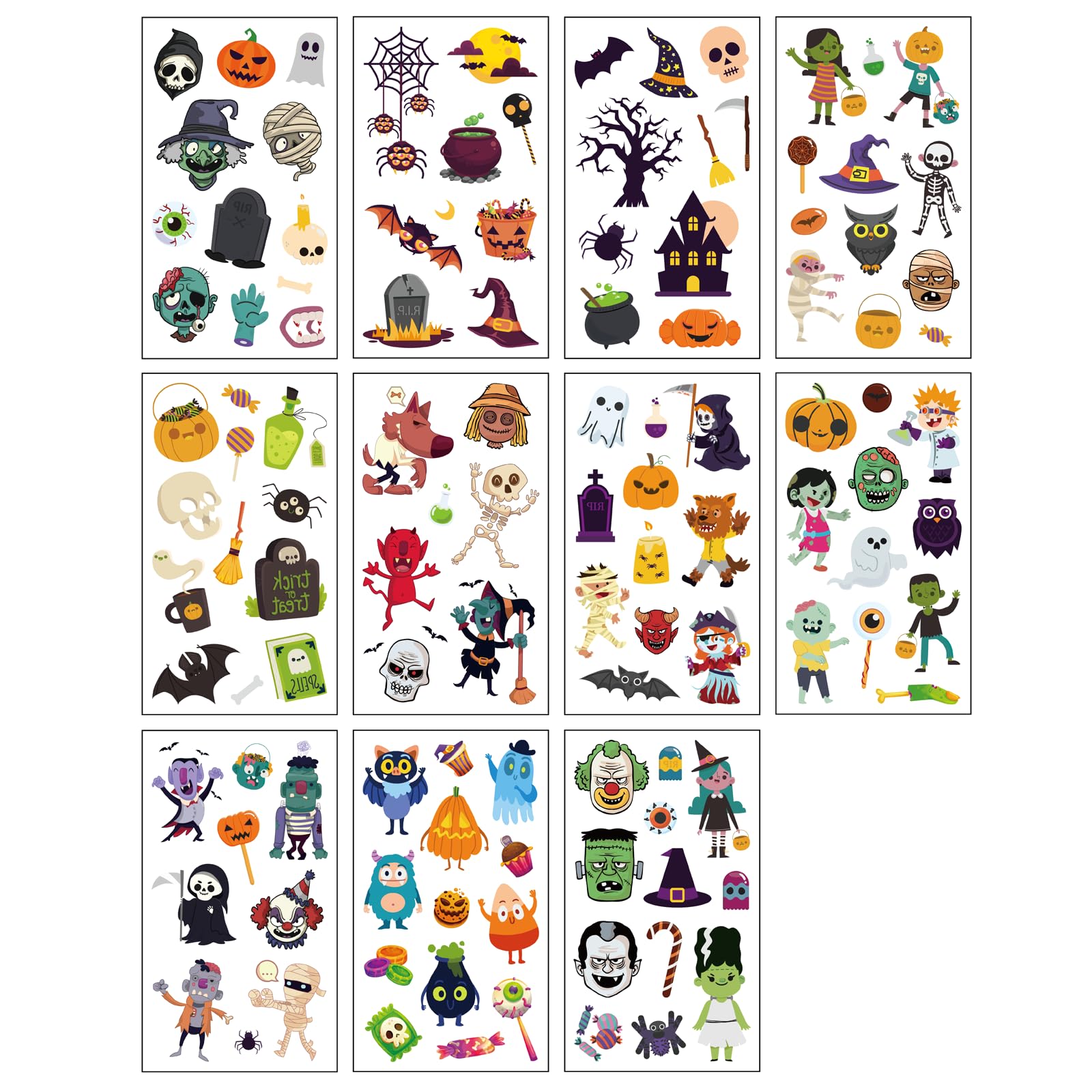 Halloween Temporary Tattoos for Kids - 120 Pieces Halloween Trick or Treat Fake Tattoos Stickers for Boys and Girls,Halloween Party Favors for kids Assorted Goodies Tattoos Goody Bag Stuffers