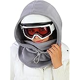 Fleece Balaclava Over Helmet - Warm Helmet Ninja Hood - Snowboard Hooded Hat Neck Gaiter Ski Mask