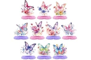 UNIIDECO 10PCS Butterfly Table Centerpieces, Honeycomb Table Toppers for Birthday Baby Shower Gender Reveal Vintage Spring Te
