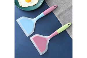 2-Pack Kitchen Silicone Spatula - 4.7x9.8 Inch Food Grade Heat Resistant Silicone Flipper, Perfect for Pancakes, Crepes, Eggs
