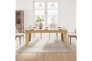 GarveeHome Farmhouse Dining Table for 6-8 People, 71 in Long Natural Color Kitchen Tables with Wooden Sturdy Frame, 6 ft Large Rectangular Dinner Table for Living Room, Kitchen, Dining Room